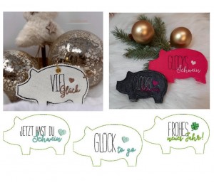 Stickserie ITH - Anhänger Glücksschwein Schwein